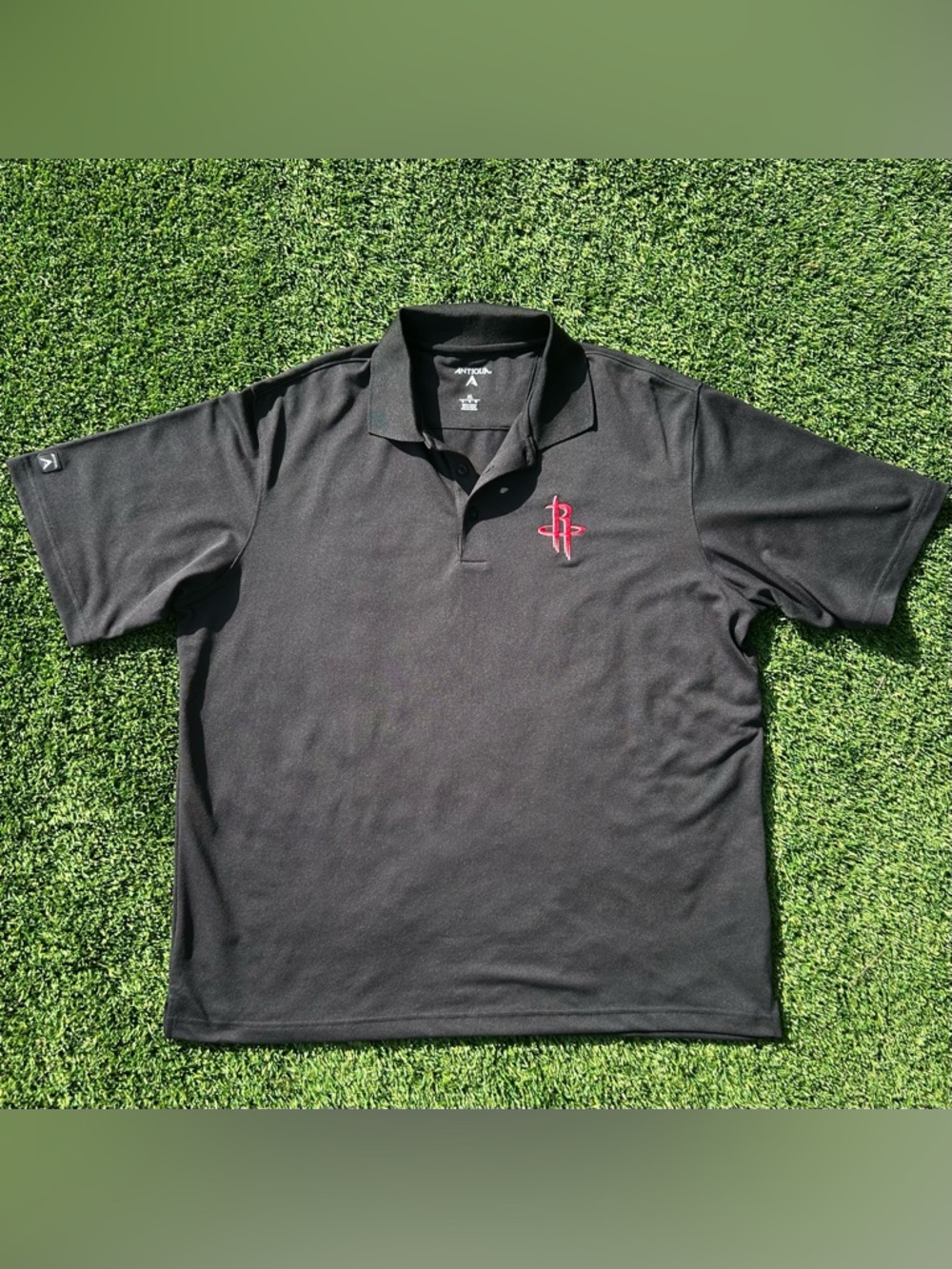 Antigua Men’s XL Houston Rockets Legacy Pique Polo Shirt Black Golf Basketball